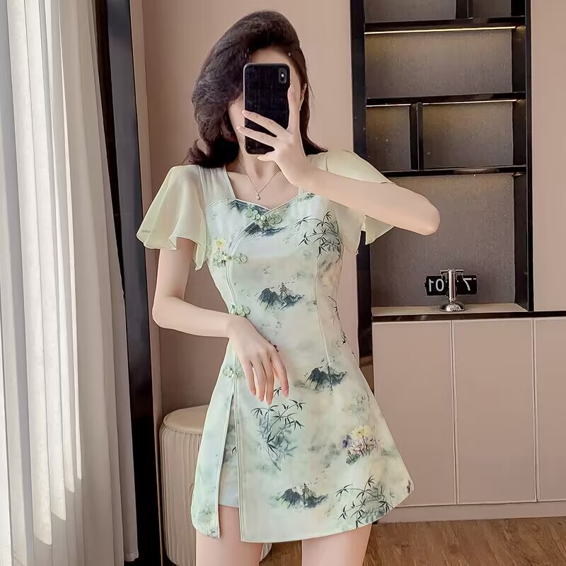 Fly Line - Gaun Temperamen Set Dua Potong Cheongsam